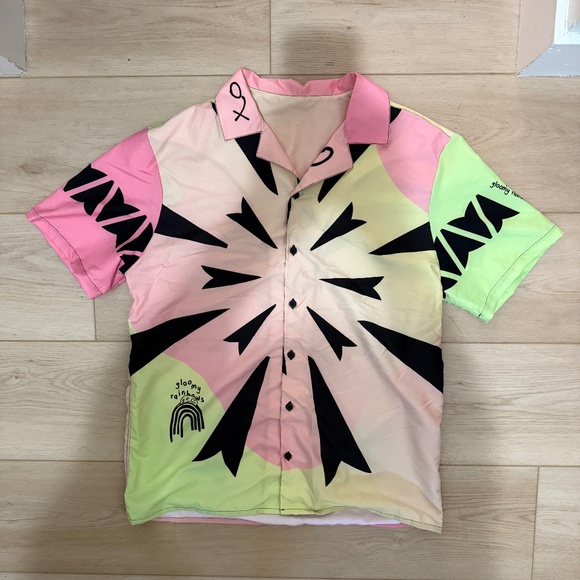 Gloomy Rainbows Button-Up Graphic Shirt Pastel Regular - Picture 4 of 10